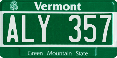 VT license plate ALY357