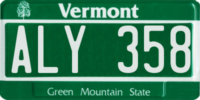 VT license plate ALY358