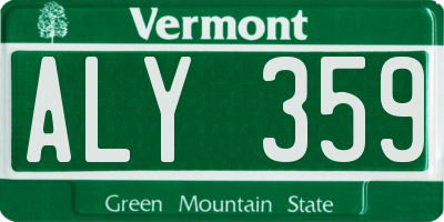 VT license plate ALY359