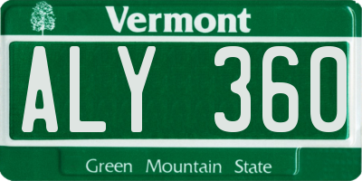 VT license plate ALY360