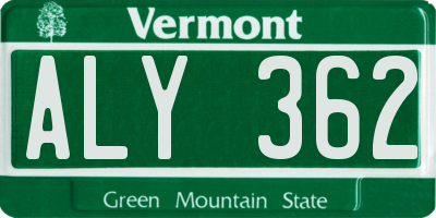 VT license plate ALY362