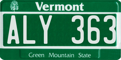 VT license plate ALY363