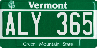 VT license plate ALY365