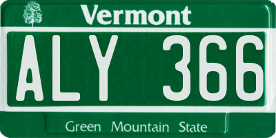 VT license plate ALY366