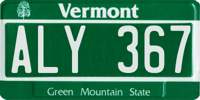 VT license plate ALY367