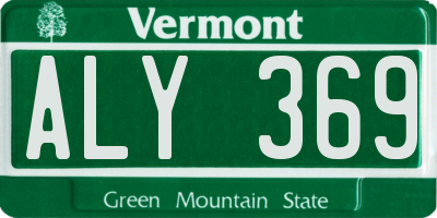 VT license plate ALY369