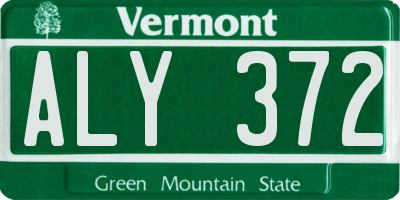 VT license plate ALY372