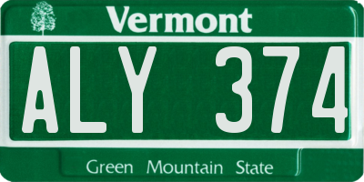 VT license plate ALY374