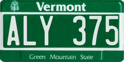 VT license plate ALY375