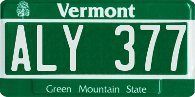 VT license plate ALY377