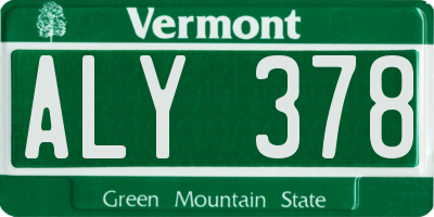 VT license plate ALY378