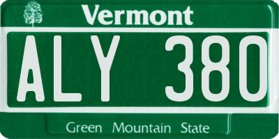 VT license plate ALY380