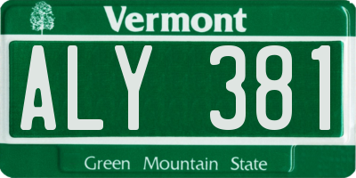 VT license plate ALY381