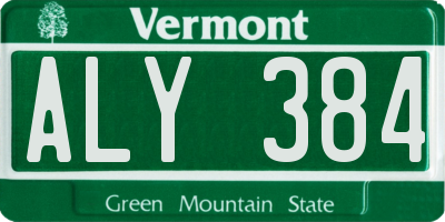 VT license plate ALY384