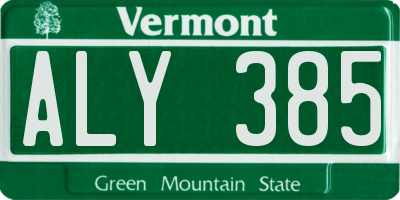 VT license plate ALY385