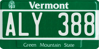 VT license plate ALY388