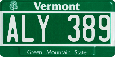 VT license plate ALY389