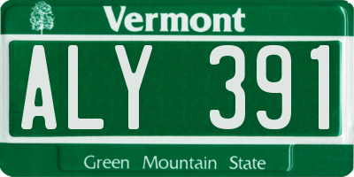 VT license plate ALY391