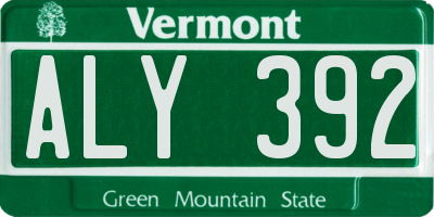 VT license plate ALY392