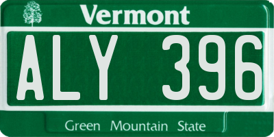 VT license plate ALY396