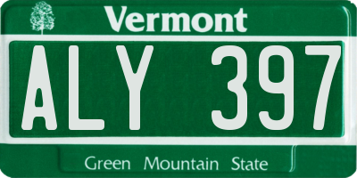 VT license plate ALY397