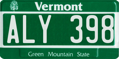 VT license plate ALY398