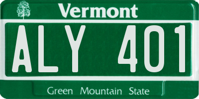 VT license plate ALY401