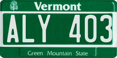 VT license plate ALY403