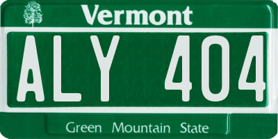 VT license plate ALY404