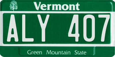 VT license plate ALY407