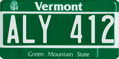 VT license plate ALY412