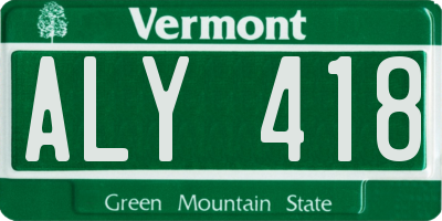 VT license plate ALY418