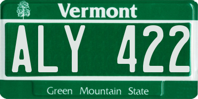 VT license plate ALY422
