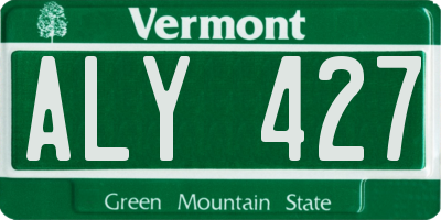 VT license plate ALY427