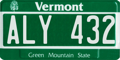 VT license plate ALY432