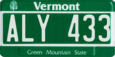 VT license plate ALY433