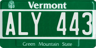 VT license plate ALY443