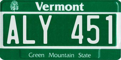 VT license plate ALY451