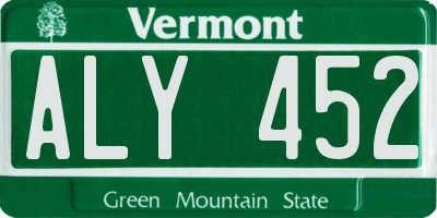 VT license plate ALY452