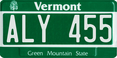 VT license plate ALY455