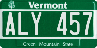 VT license plate ALY457