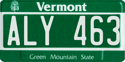 VT license plate ALY463