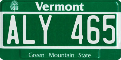 VT license plate ALY465