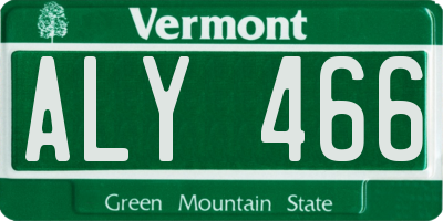 VT license plate ALY466