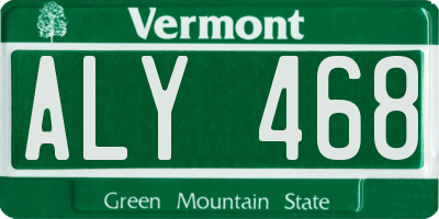 VT license plate ALY468