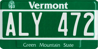 VT license plate ALY472