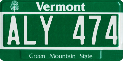 VT license plate ALY474