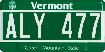 VT license plate ALY477