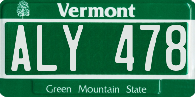 VT license plate ALY478