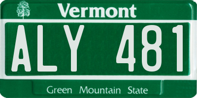 VT license plate ALY481